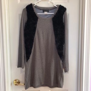 Grey fur vest dress